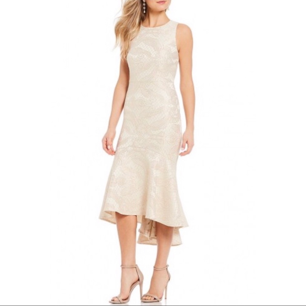 Belle Badgley Mischka Rose Gold Hi-Lo Formal Dress